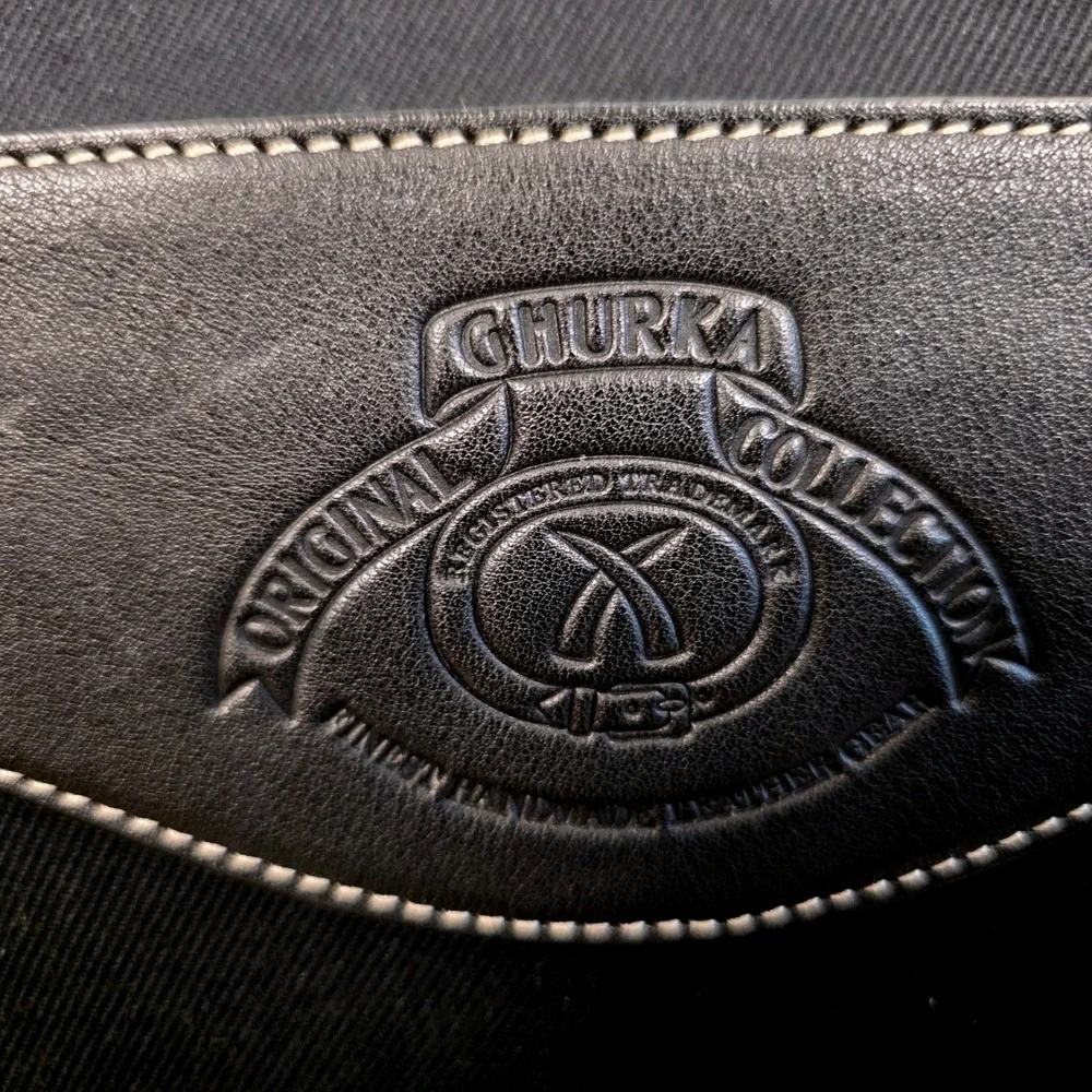 Ghurka Original Collection Black Twill Leather Messenger Bag Laptop Briefcase